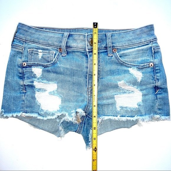 American Eagle Denim “Shortie” Distressed Jean Shorts Size 2 - Picture 4 of 7